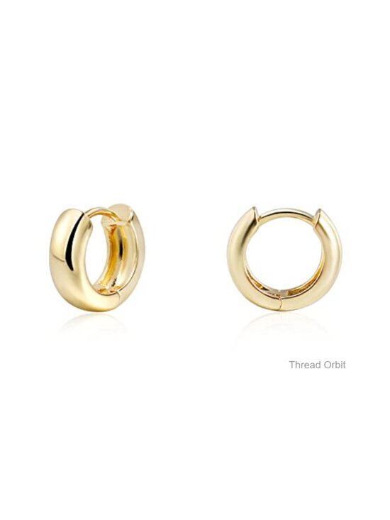 Jewelry - 14K Gold Plated Brass Chunky Hoop Earrings Lightweight Huggie Hoops